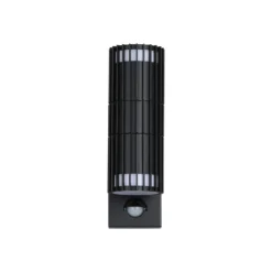 Aplique para exterior Detroit, negro, altura 22 cm, con sensor, de 2 luces.