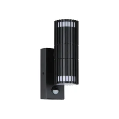 Aplique para exterior Detroit, negro, altura 22 cm, con sensor, de 2 luces.