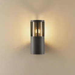 Aplique para exterior Facado II, gris/gris humo Ø 11 cm IP65 metal