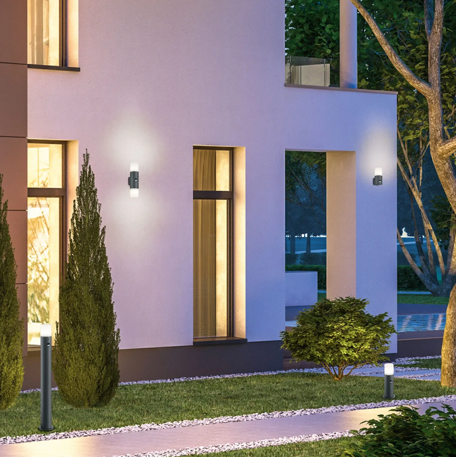 Aplique para exterior Hoosic, sensor de movimiento