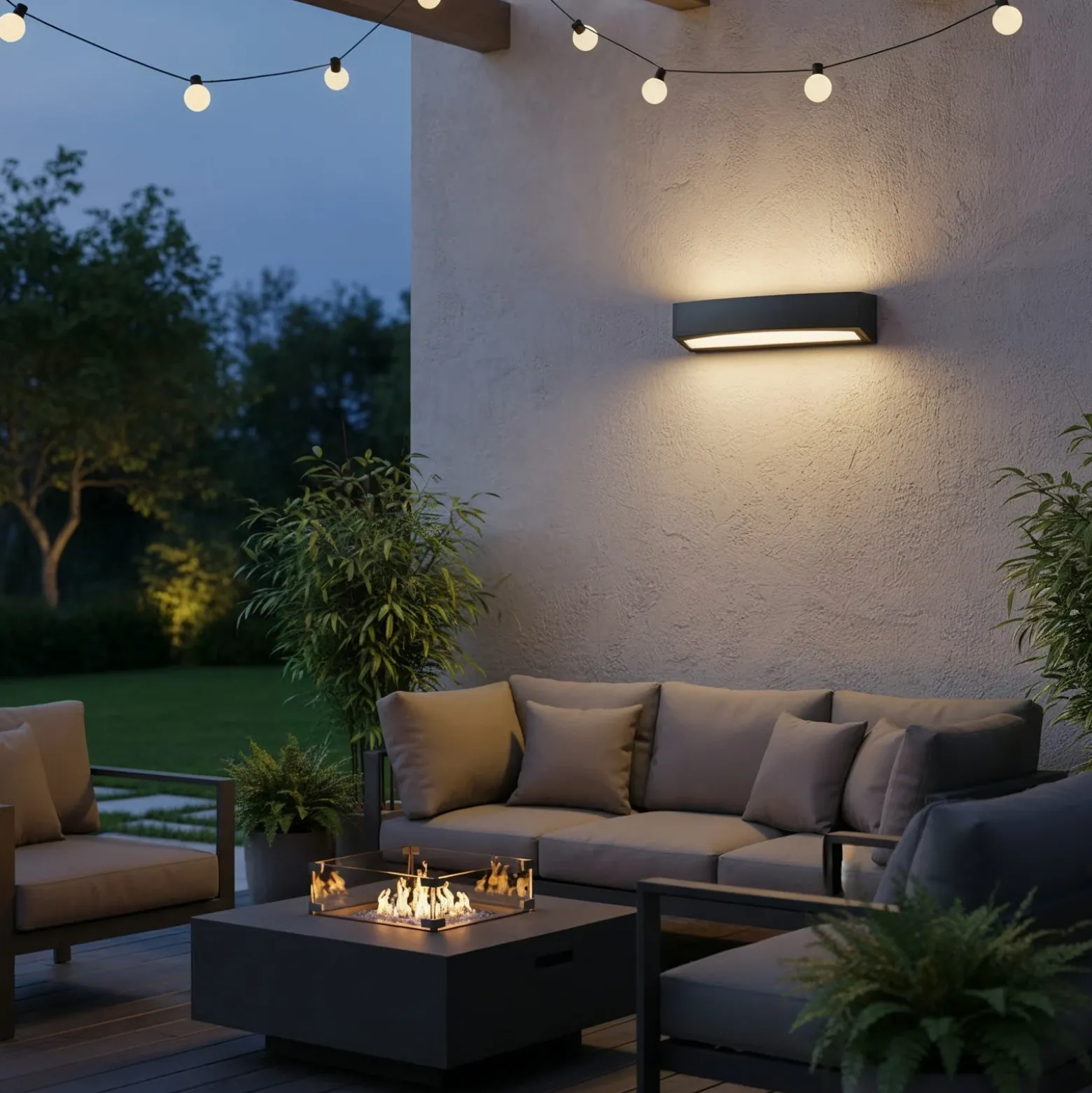 Aplique para exterior Ideal Lux Andromeda, negro, ancho 45 cm