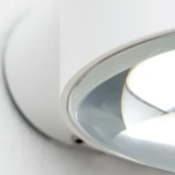 Aplique para exterior LED Tatra, blanco, Ø 10,2 cm, aluminio, arriba/abajo