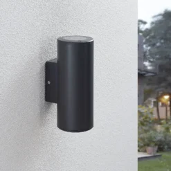 Aplique para exterior Lindby Nati, 22 cm, antracita, IP54, redondo
