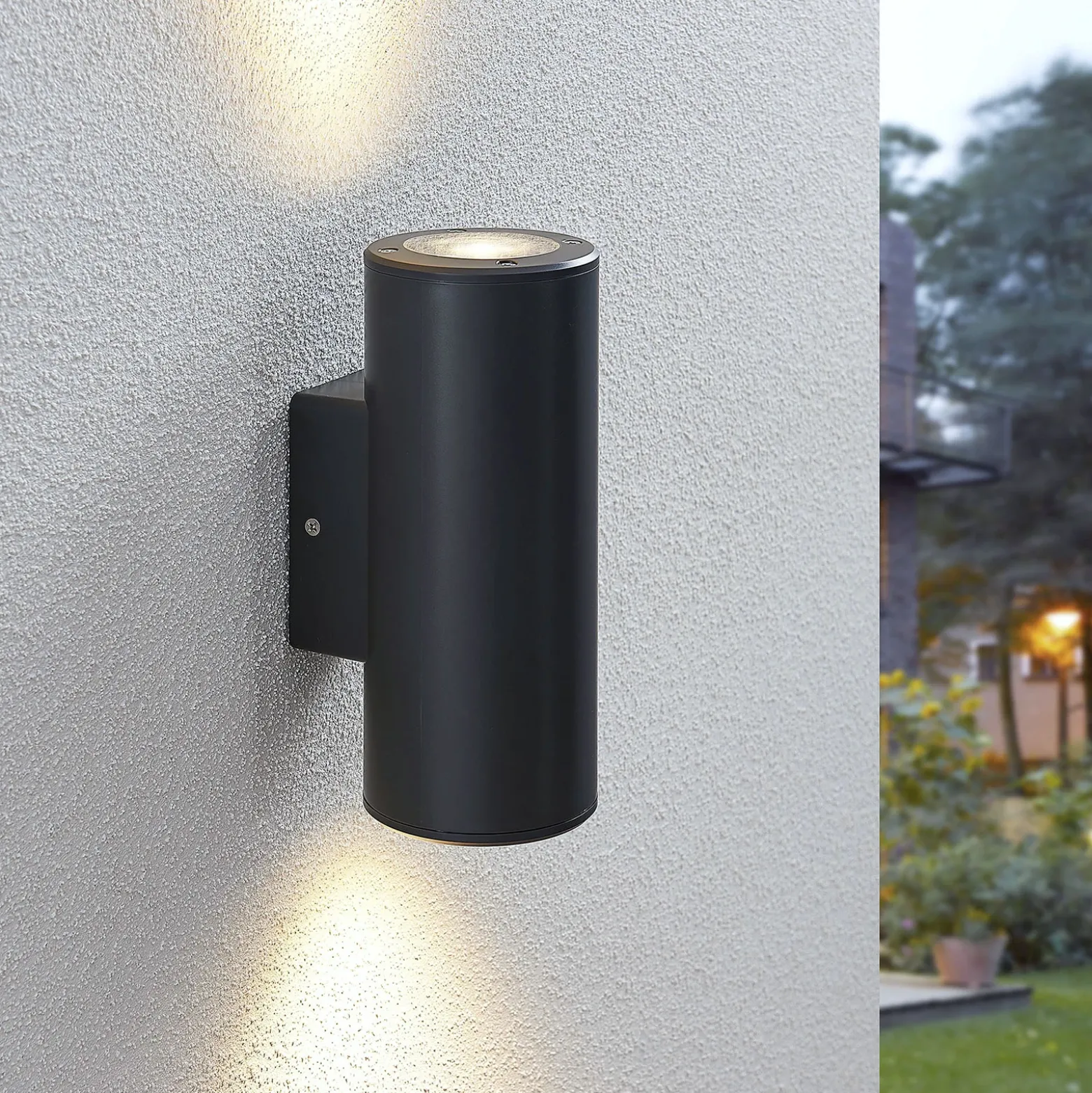 Aplique para exterior Lindby Nati, 22 cm, antracita, IP54, redondo