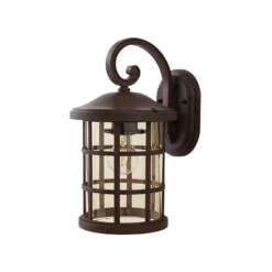 Aplique para exterior Lindby Ankea, óxido/ámbar, 37 cm, IP23, E27