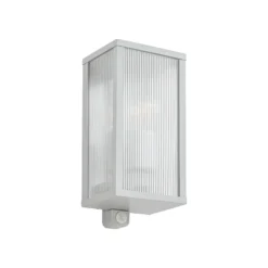 Aplique para exterior Lindby Peldar, gris/estriada, 26 cm, con sensor