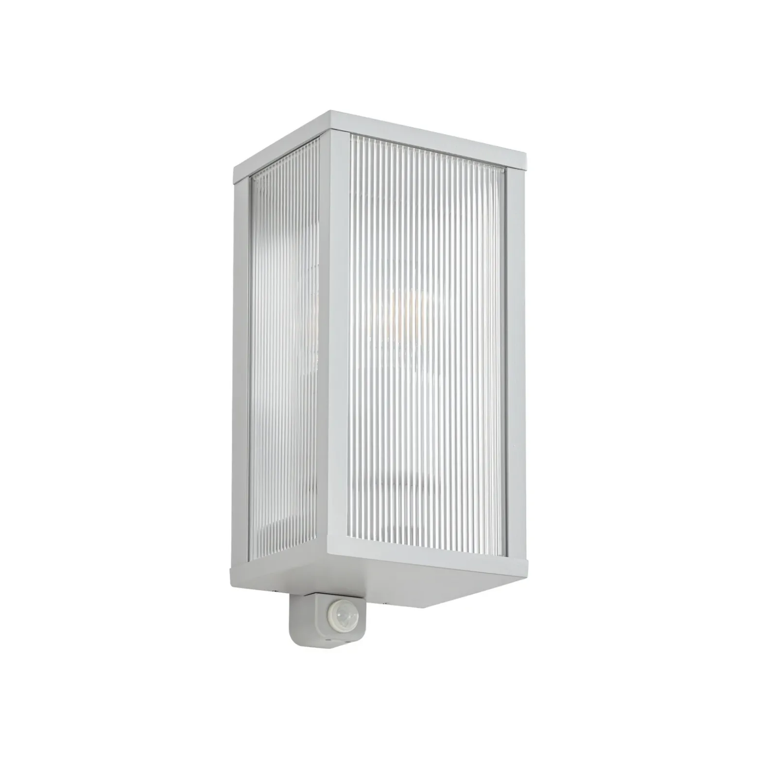 Aplique para exterior Lindby Peldar, gris/estriada, 26 cm, con sensor