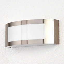 Aplique para exterior Lindby «Raja», 25 cm de ancho, acero inoxidable, IP44, E27