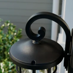 Aplique para exterior Lindby Ankea, negro, altura 28 cm, IP23, E27