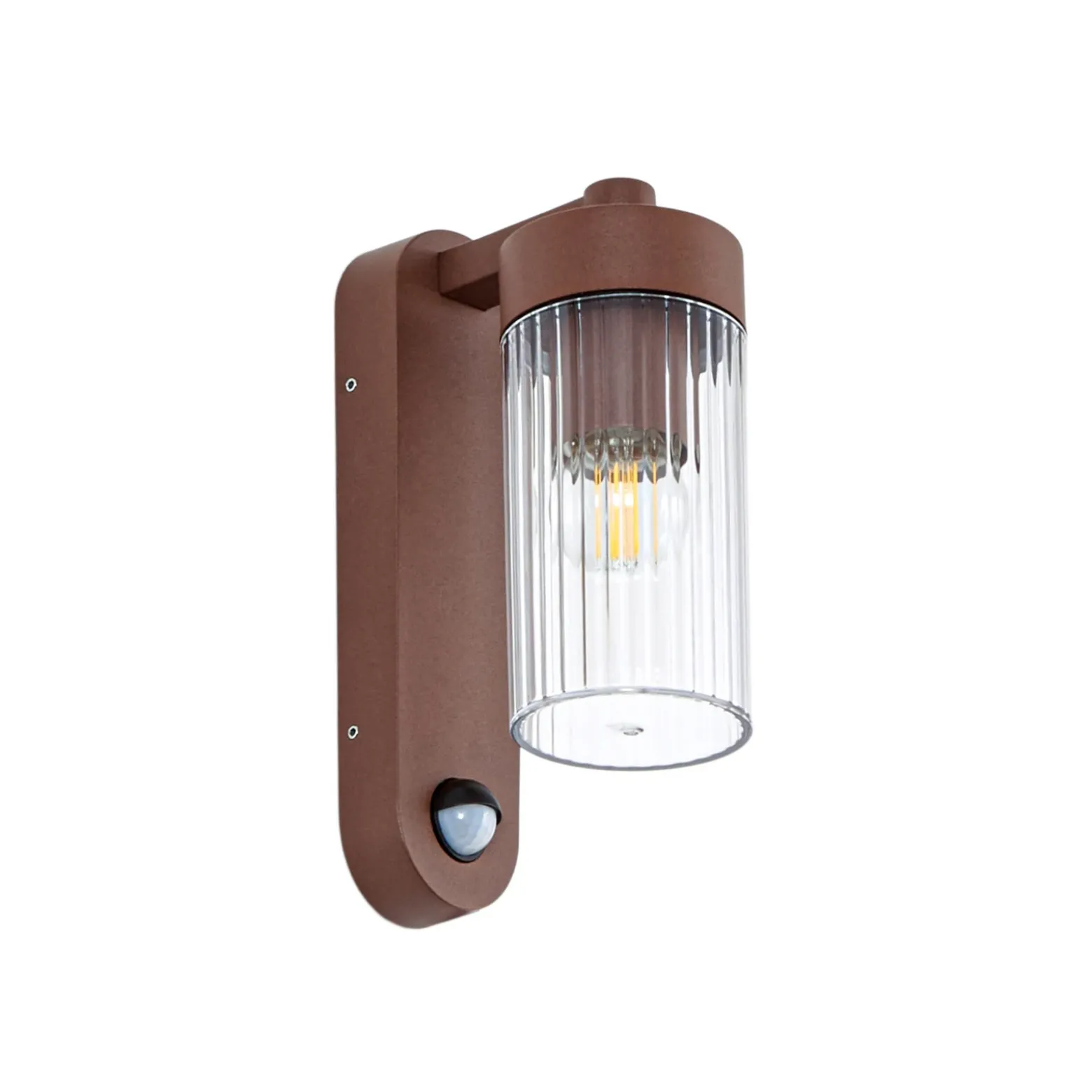Aplique para exterior Lindby Kaliro, óxido, 24 cm, IP54, sensor