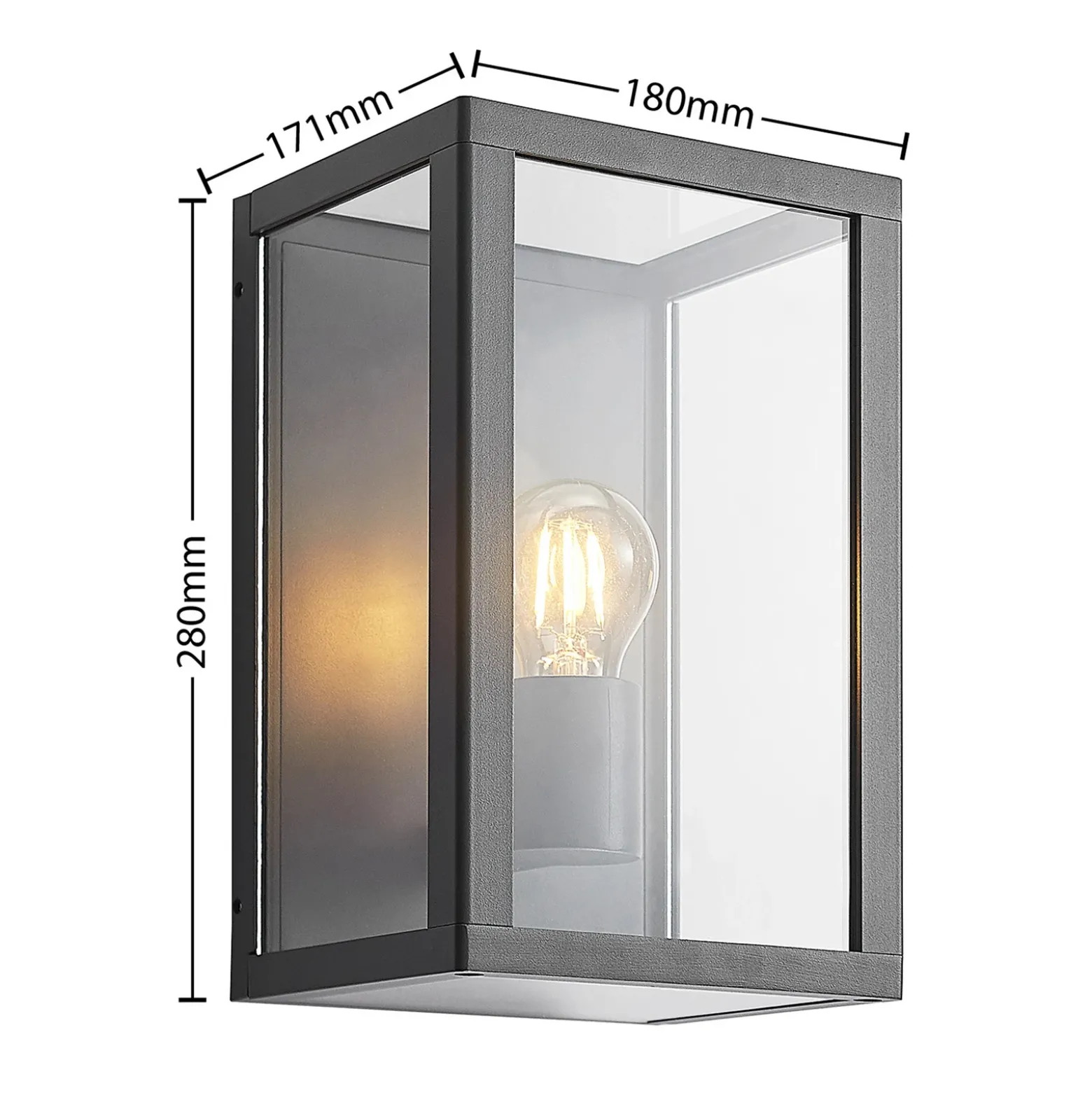 Aplique para exterior Lindby Giavanna, 28 cm, antracita, IP44, E27