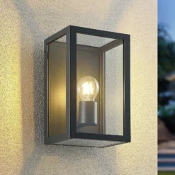 Aplique para exterior Lindby Giavanna, 28 cm, antracita, IP44, E27
