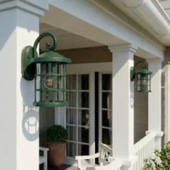 Aplique para exterior Lindby Ankea, verde, altura 37 cm, IP23, E27