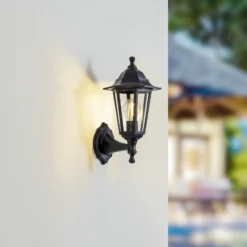Aplique para exterior Lindby Nane, farol, resistente al agua salada, E27