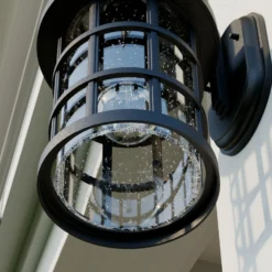 Aplique para exterior Lindby Ankea, negra, altura 37 cm, IP23, E27