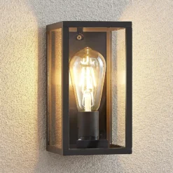 Aplique para exterior Lindby Filimon, antracita, 22 cm, IP44, E27