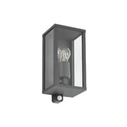 Aplique para exterior Lindby Peldar, antracita/transparente, 26 cm, sensor