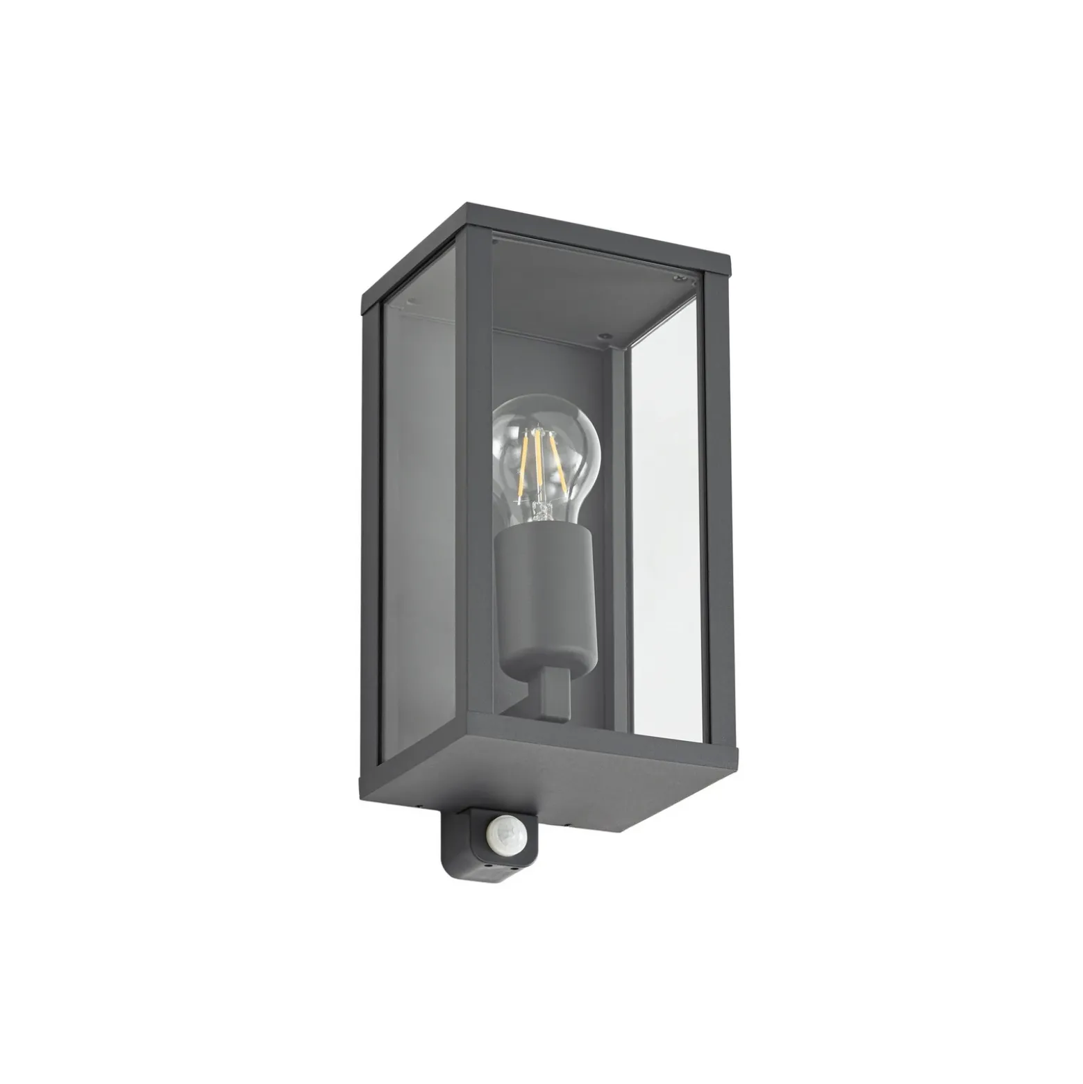 Aplique para exterior Lindby Peldar, antracita/transparente, 26 cm, sensor