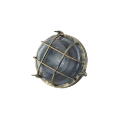 Aplique para exterior Lindby Daaje, dorado, Ø 26 cm, aluminio