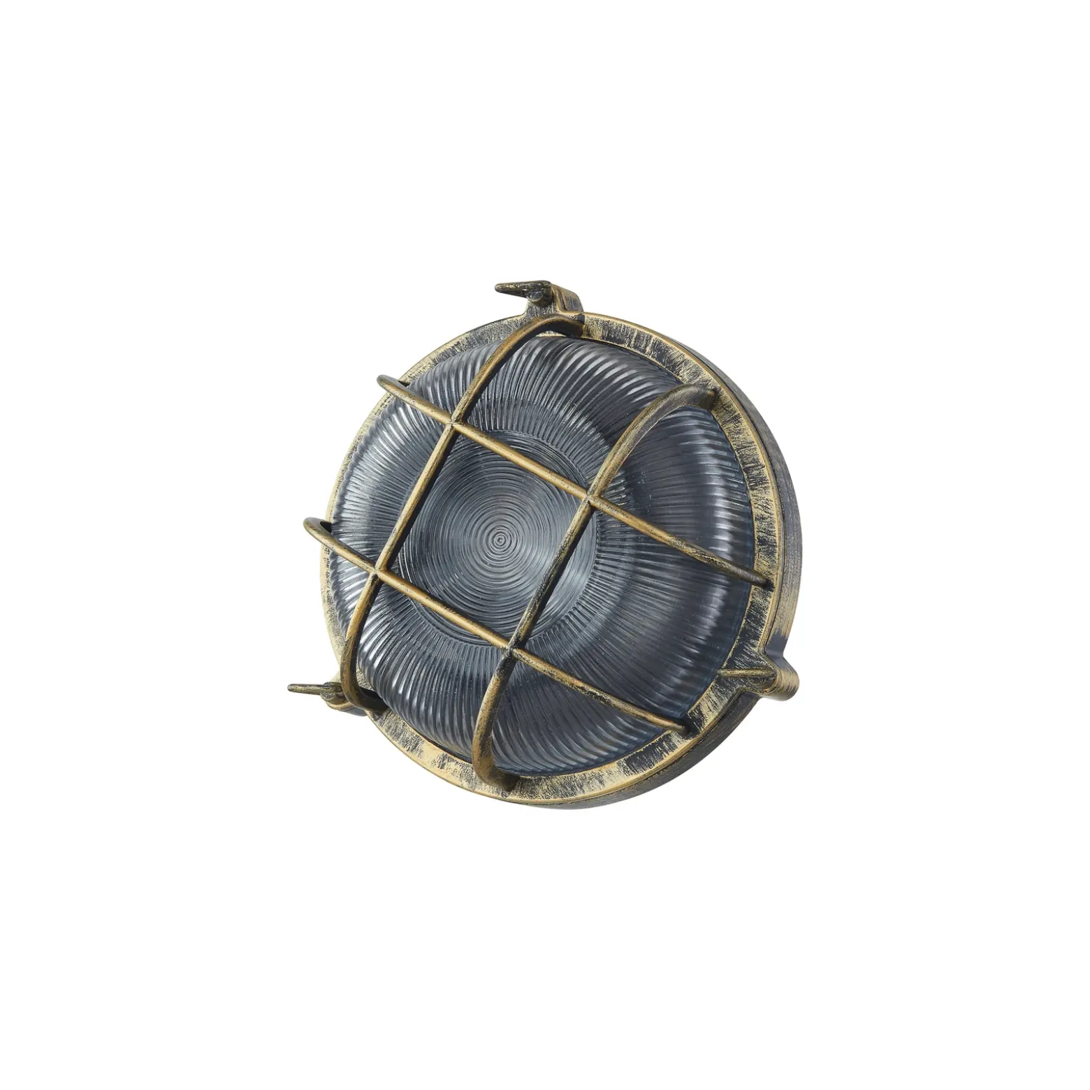 Aplique para exterior Lindby Daaje, dorado, Ø 26 cm, aluminio