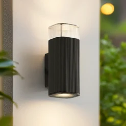 Aplique para exterior Lindby Halvar, negra, 20 cm, 2 x GU10, IP65