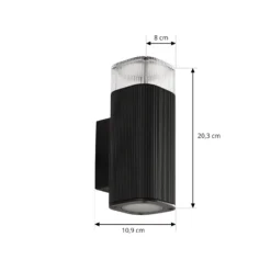Aplique para exterior Lindby Halvar, negra, 20 cm, 2 x GU10, IP65