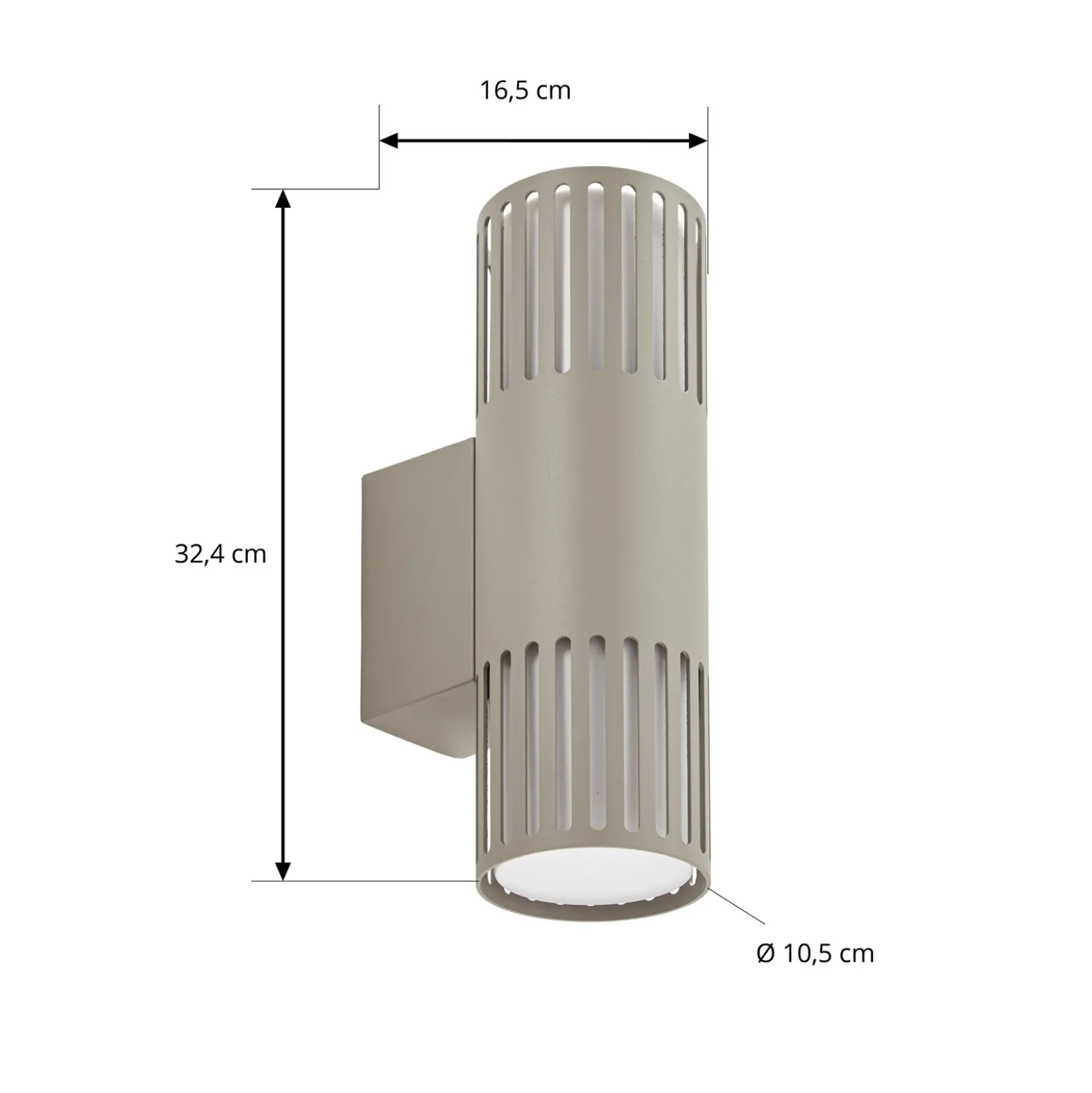 Aplique para exterior Lindby Lurinda, 2 luces, gris piedra, Ø 10 cm, IP44