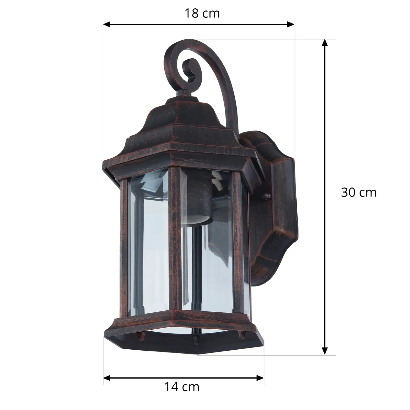 Aplique para exterior Lindby Daaje, color óxido, 30,5 cm, aluminio