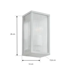 Aplique para exterior Lindby Peldar, gris claro/estriado, 26 cm, IP44