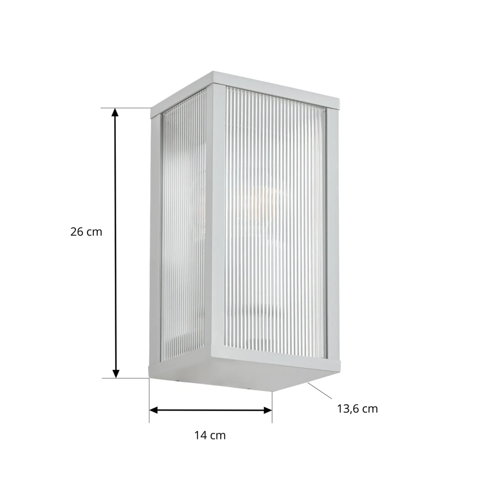 Aplique para exterior Lindby Peldar, gris claro/estriado, 26 cm, IP44
