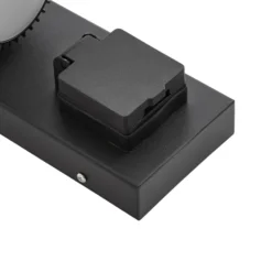 Aplique para exterior Lindby Enerio, negro, con toma de corriente, GU10, IP44