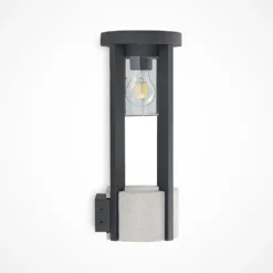 Aplique para exterior Lucande Overa, gris, metal, 42 cm, IP44, E27