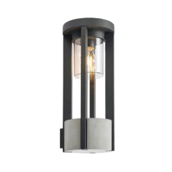 Aplique para exterior Lucande Overa, gris, metal, 42 cm, IP44, E27