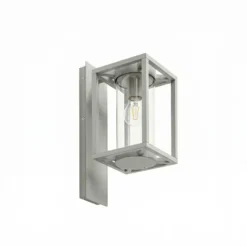 Aplique para exterior Lucande Ferda, portalámpara inferior, gris claro, IP44