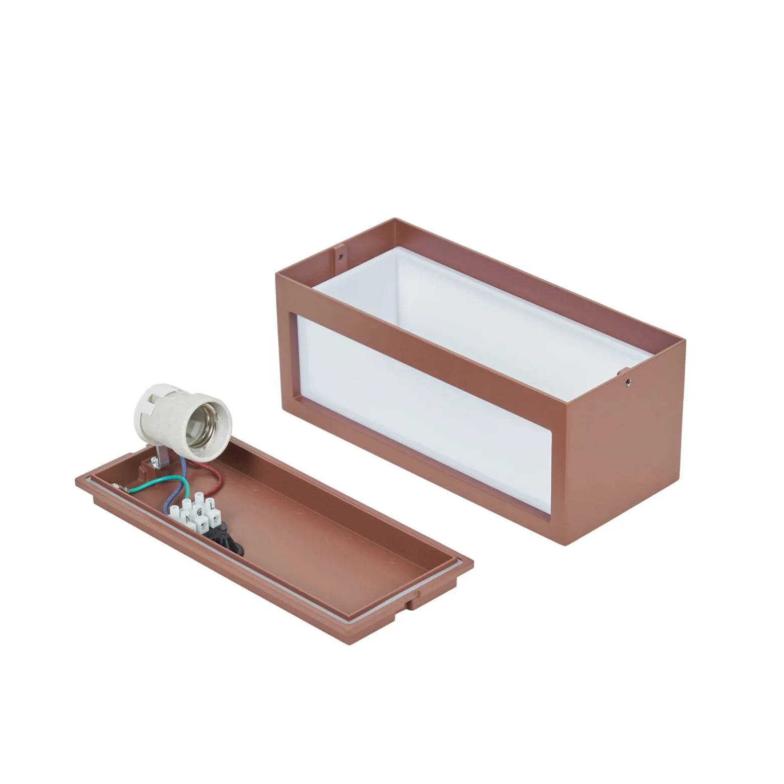 Aplique para exterior Lucande Bente, color óxido, ancho 25 cm, IP54