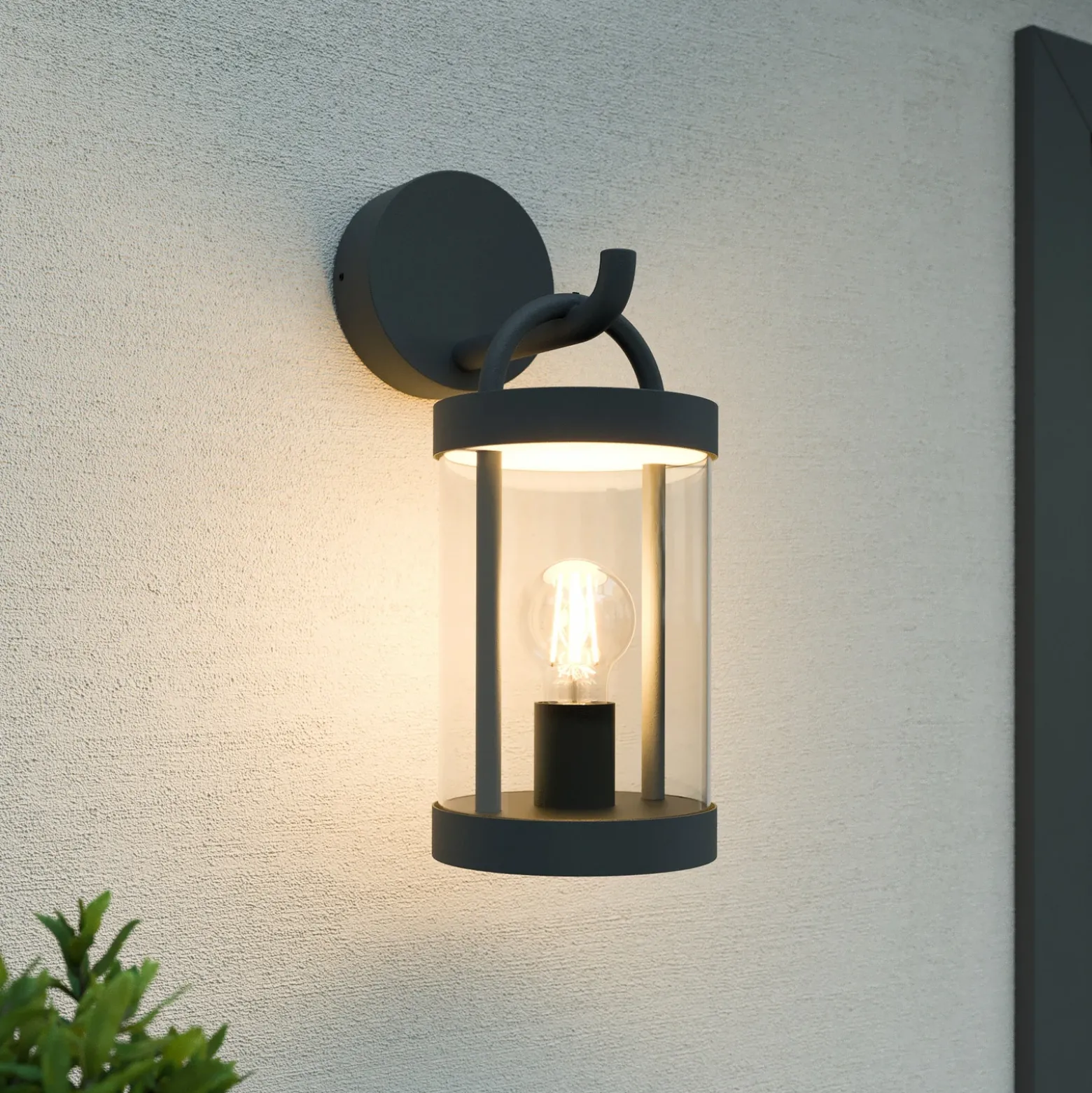 Aplique para exterior Lucande Cassian, 36,5 cm, antracita, IP54, E27