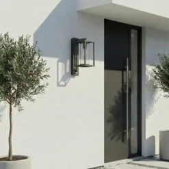 Aplique para exterior Lucande Ferda, sensor, portalámpara inferior antracita