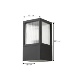 Aplique para exterior Lucande Klemens, negra, de metal, IP54, Riffle