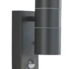 Aplique para exterior Metro, negro, altura 21 cm, con sensor, de 2 luces.