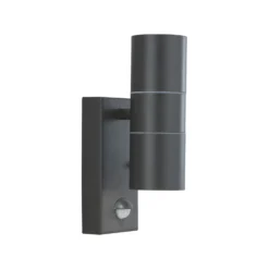 Aplique para exterior Metro, negro, altura 21 cm, con sensor, de 2 luces.