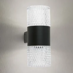 Aplique para exterior Mondo, negro, altura 20,4 cm, aluminio, 2 luces.