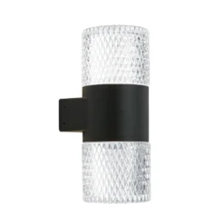 Aplique para exterior Mondo, negro, altura 20,4 cm, aluminio, 2 luces.