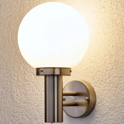 Aplique para exterior Nada de Lindby, acero inoxidable, cristal, 32 cm de