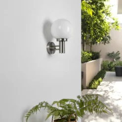 Aplique para exterior Nada de Lindby, acero inoxidable, cristal, 32 cm de