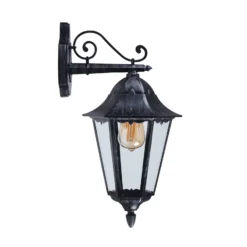 Aplique para exterior Navedo, negro/plata, altura 47 cm, con luz hacia abajo
