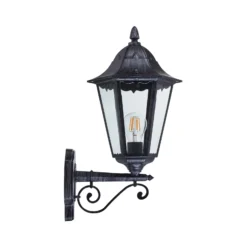 Aplique para exterior Navedo, negro/plata, altura 47 cm, con luz hacia arriba