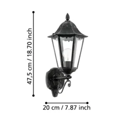 Aplique para exterior Navedo, negro/plata, altura 47 cm, con luz hacia arriba