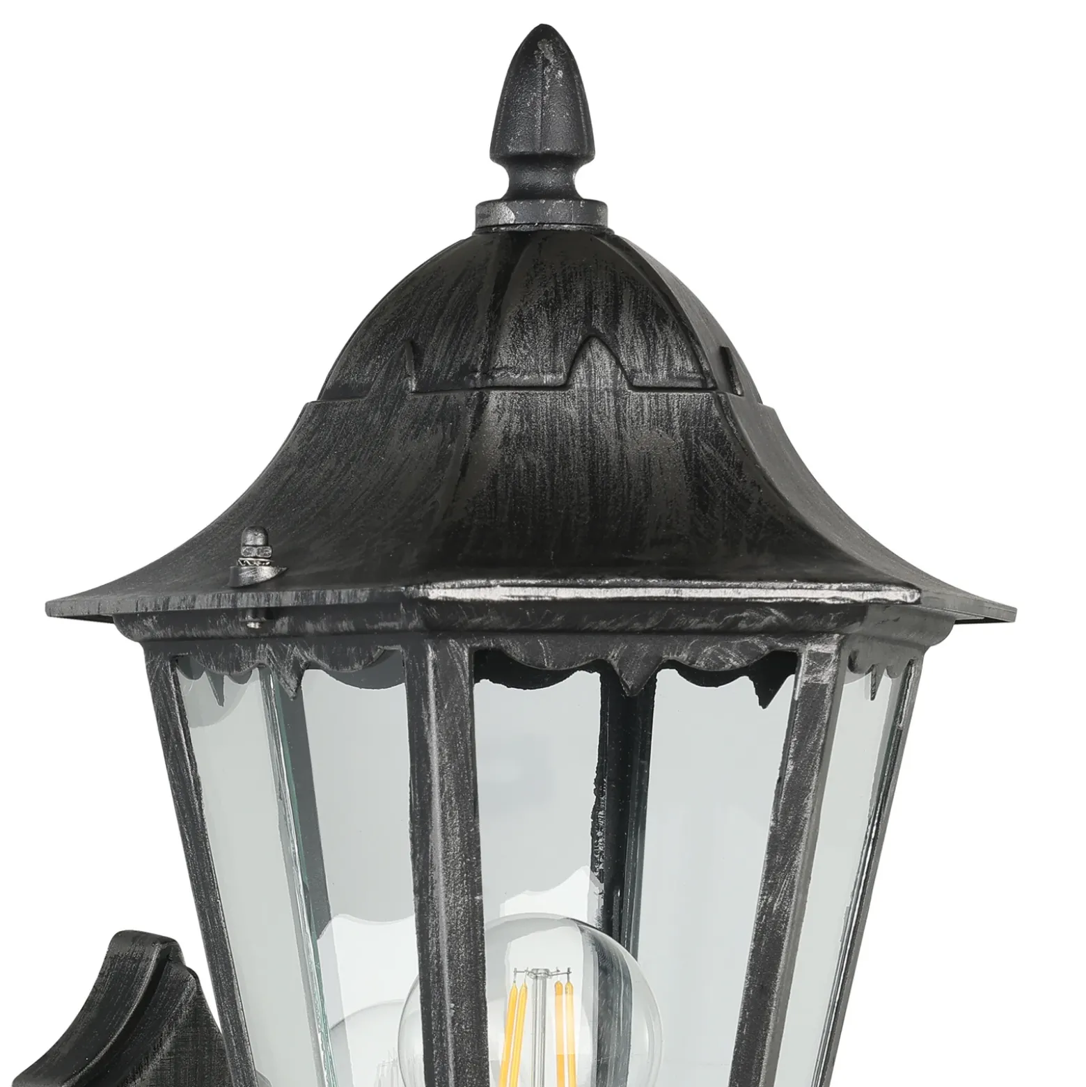 Aplique para exterior Navedo, negro/plata, altura 42 cm, con sensor