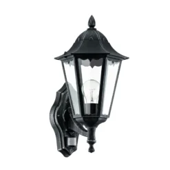 Aplique para exterior Navedo, negro/plata, altura 42 cm, con sensor