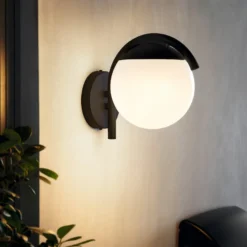 Aplique para exterior Prata Vecchia, negro, altura 26 cm, metal